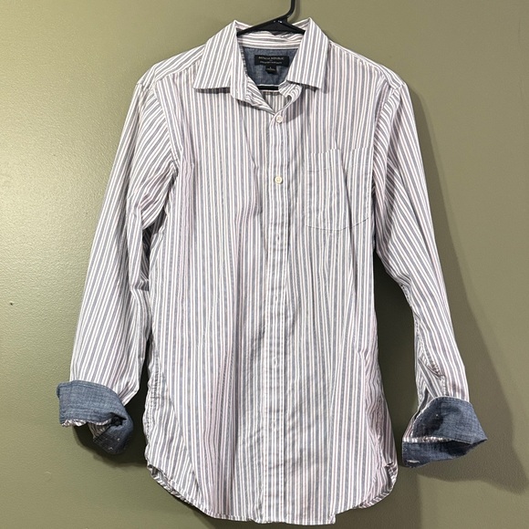 Banana Republic Other - Banana Republic Men's Blue and Purple Striped Shirt
